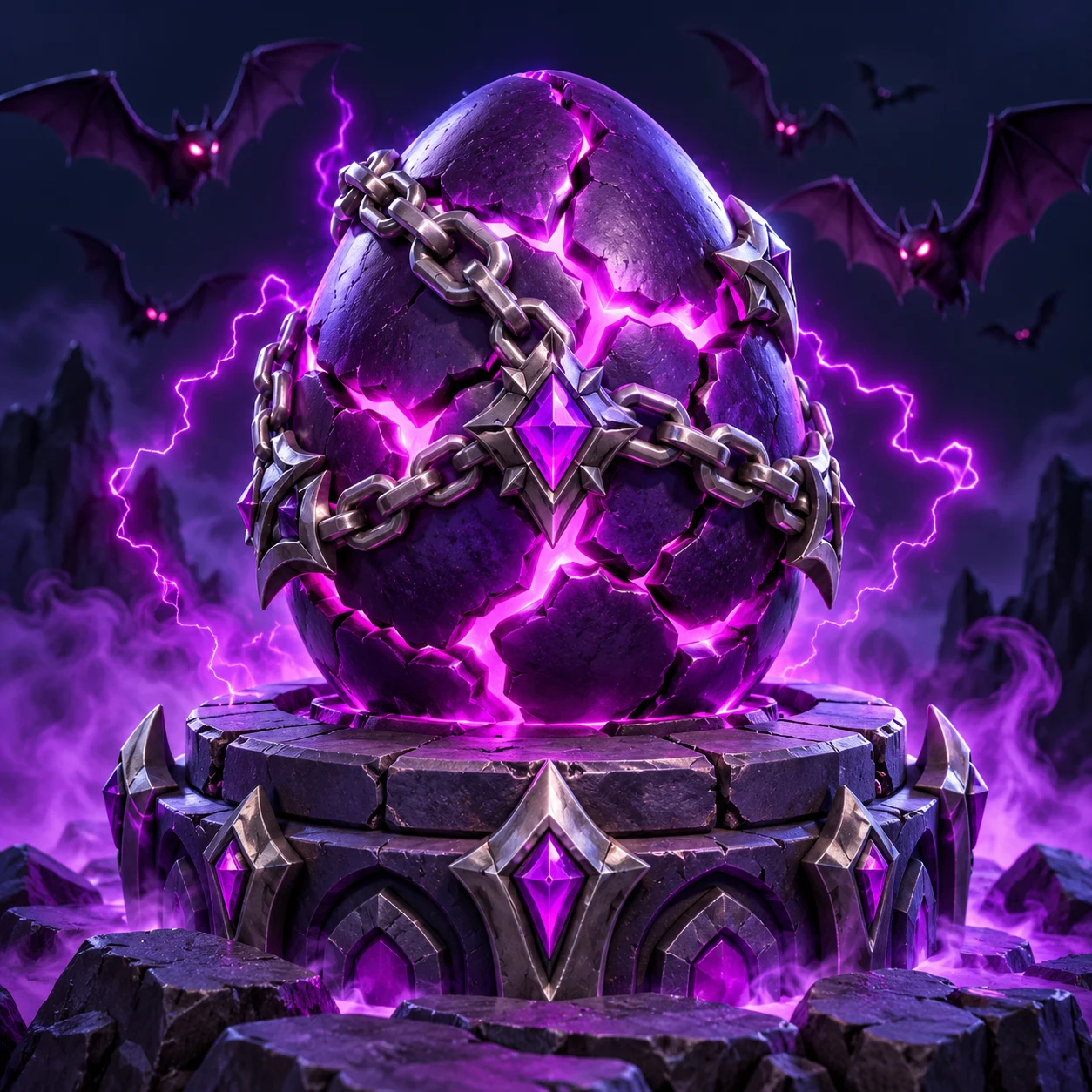 Purple cracked egg illustration used on the chances card